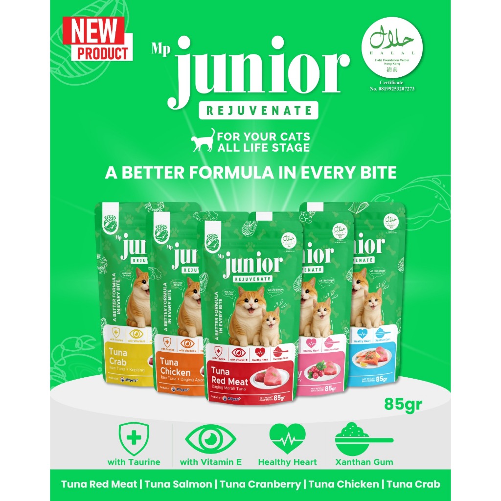 JUNIOR POUCH REJUVINATE 85 GR | Makanan Kucing | Kitten Wet Food | Adult Wet Food | Makanan Kucing B