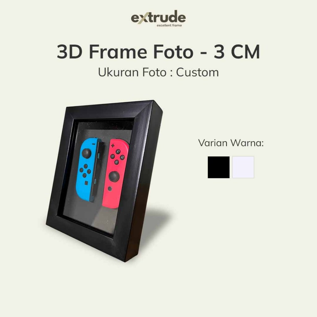 EXTRUDE Frame 3D Minimalis Rongga 3 CM Pigura BIngkai Foto