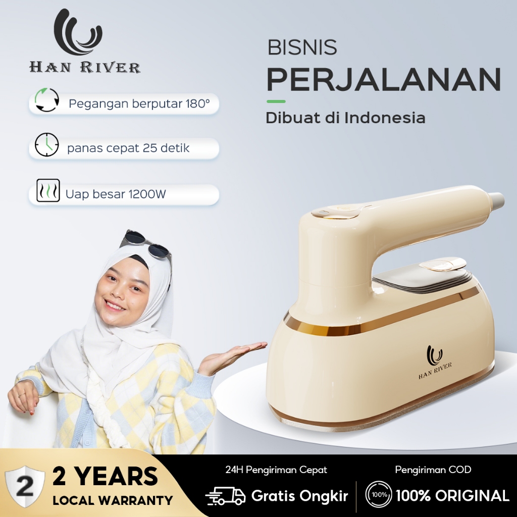HAN RIVER Setrika low watt 2in1 Setrika Uap Foldable setrika traveling