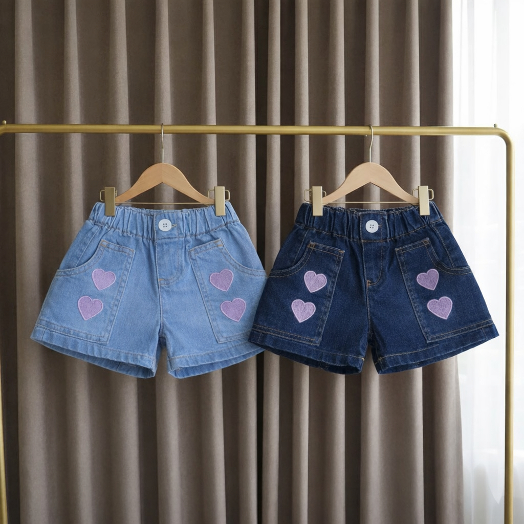 Meissa Kids Hotpans Jeans Love Anak Perempuan Celana Jeans Anak Perempuan
