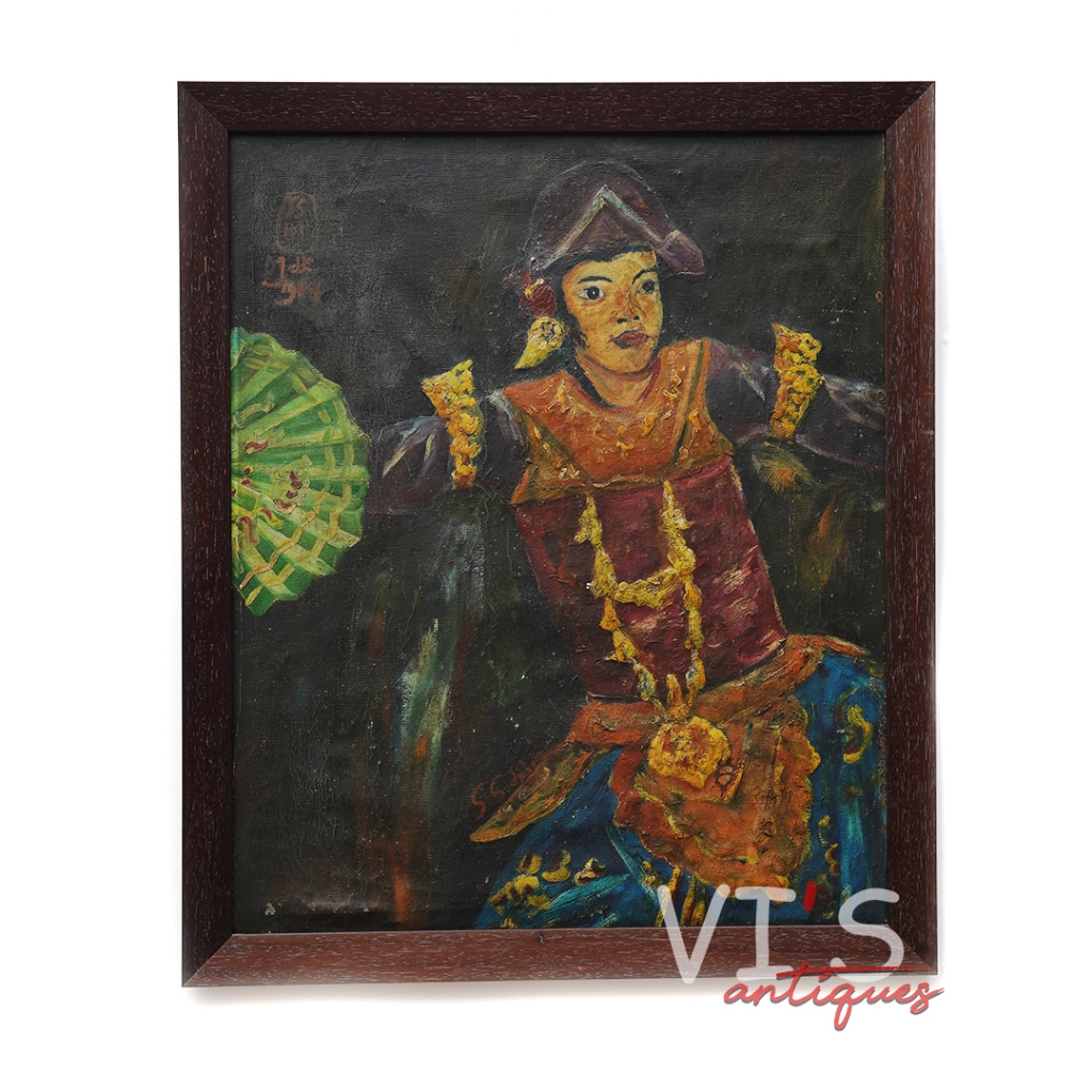 Lukisan S. Soedjojono Penari Bali 1964 Oil On Canvas Antik Kuno