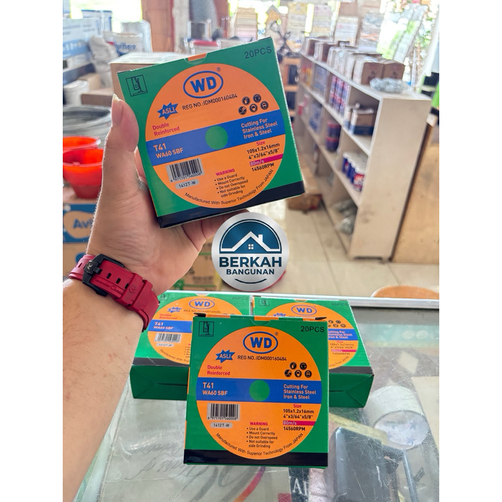 MATA GERINDA POTONG BESI 1 DUS MERK WD UKURAN 4" INCH