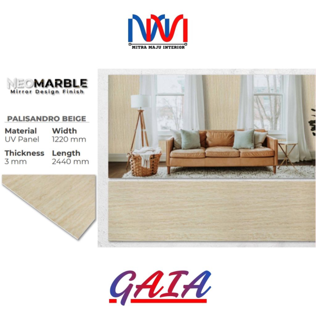 NeoMarble Palisandro Beige PVC Panel Papan Lembaran Motif Corak Marmer Interior Dinding