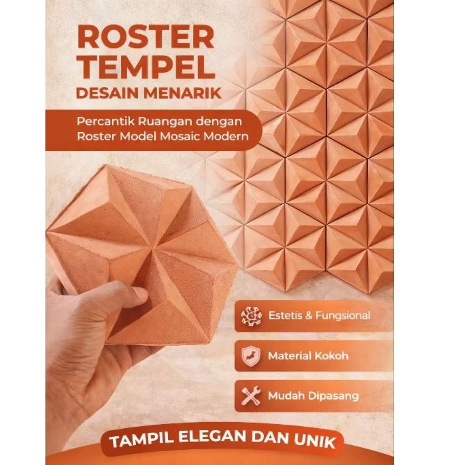 Roster tempel 3D, roster tempel dekorasi dinding rumah