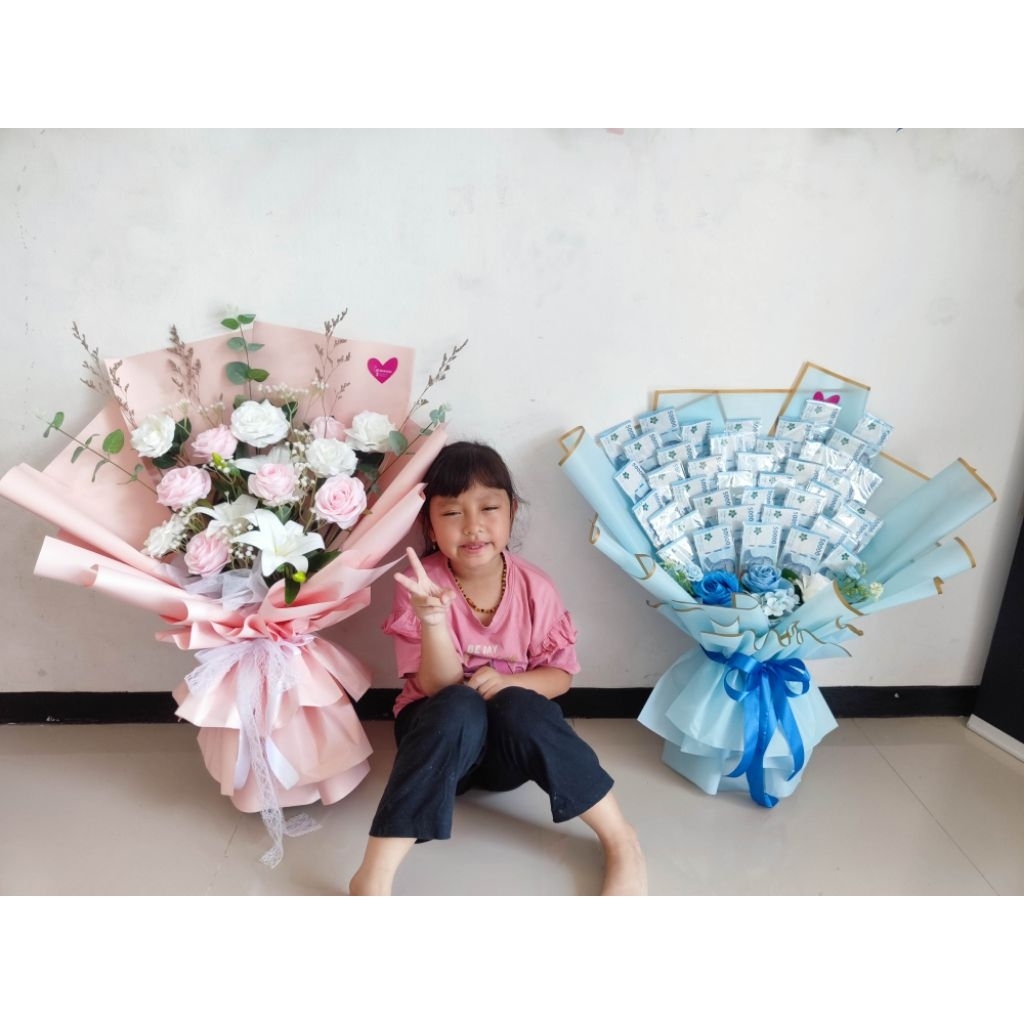 buket uang 40 lembar UANG MAINAN, kerangka buket, money buket jumbo