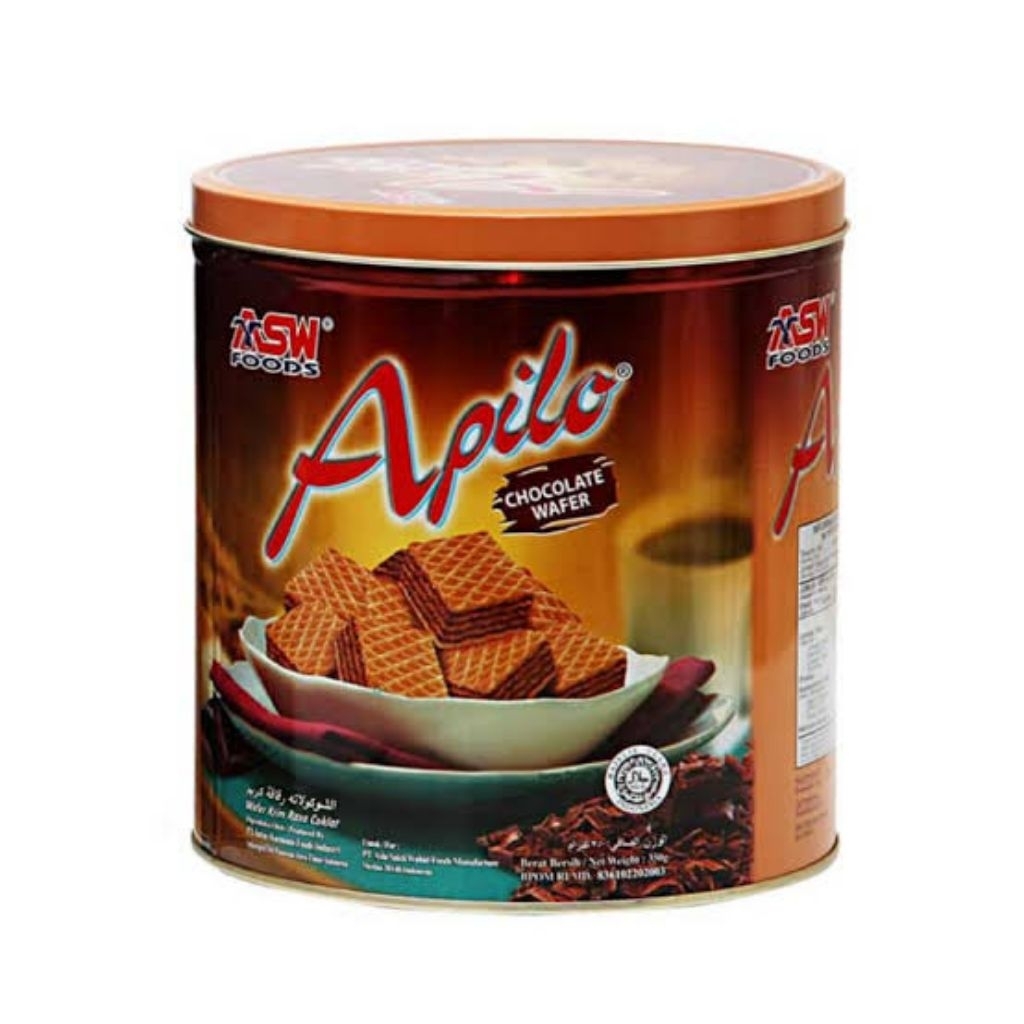 (KALENG) APILO WAFER CHOCOLAT KALENG APILO 325 GR KUE LEBARAM PARCEL MURAH