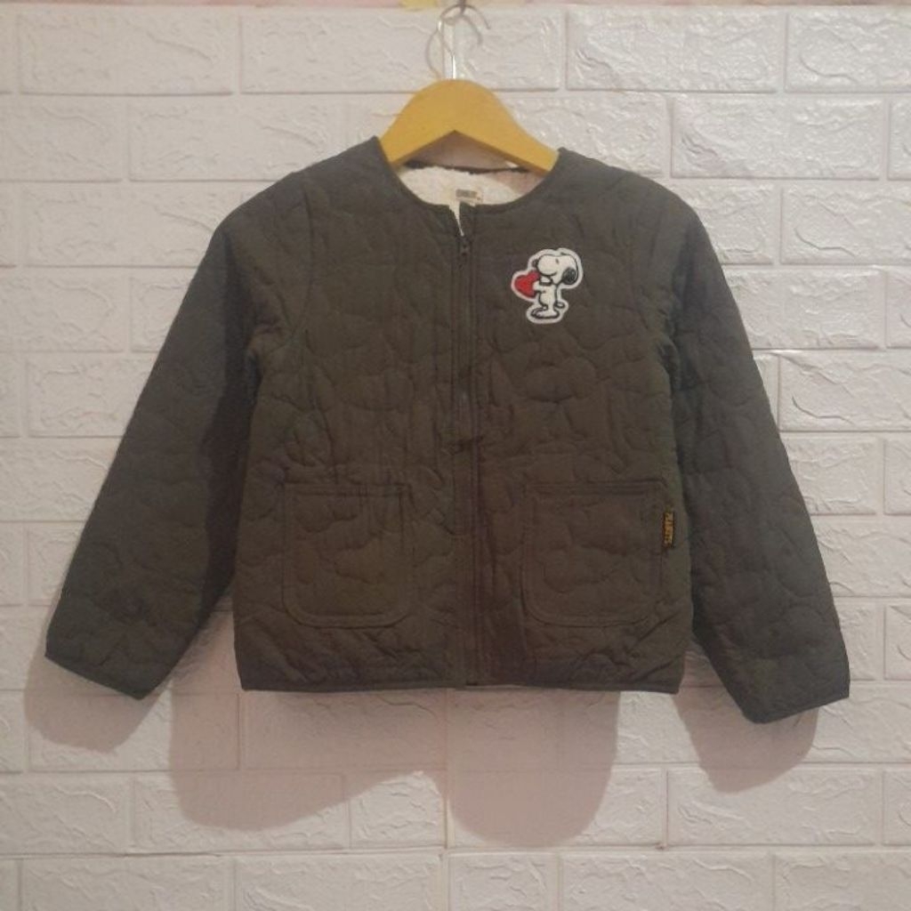 Jacket winter serpa anak PEANUTS army size 140/LD 80 P 48
