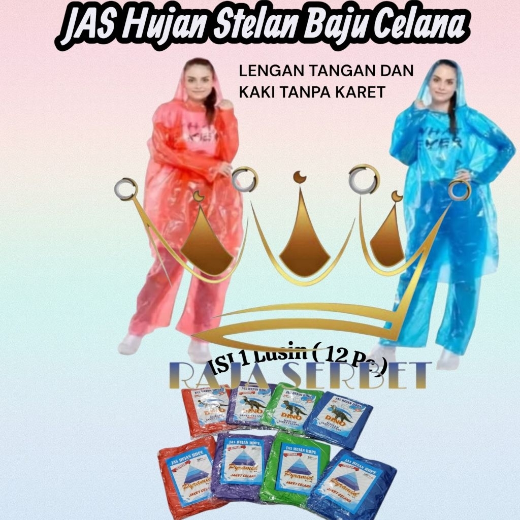 TERMURAH..JAS HUJAN PLASTIK STELAN JAKET CELANA PYRAMID/DINO