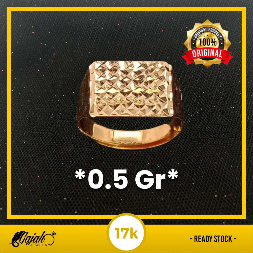 Cincin Anak Emas 17K - Toko Emas Gajah Online - model stempel slep berat 0.5 gram - 3012