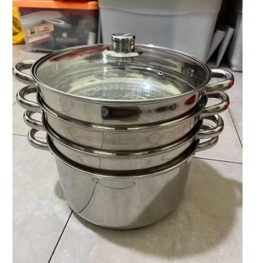 MURAH!!!PANCI STEANLESS KUKUS 3 TINGKAT/STEAMER SET HAKASIMA