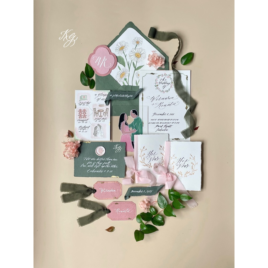 Floral Package Calligraphy Keepsake | Handwritten Wedding Keepsake | Handmade Wedding Keepsake | Eng