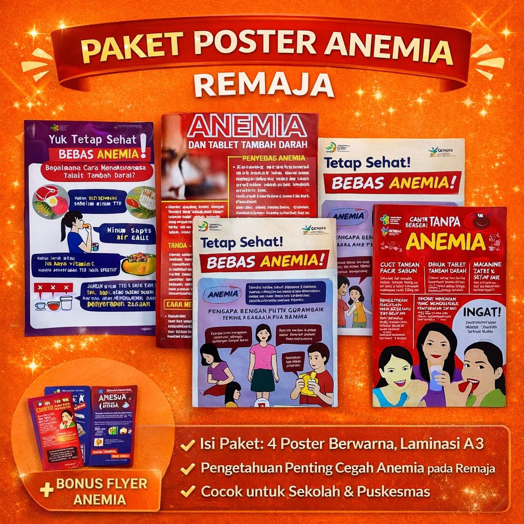 Paket Hemat Poster Anemia Remaja Bonus Flyer Anemia 10 Lembar - Paket Poster Anemia Terlengkap