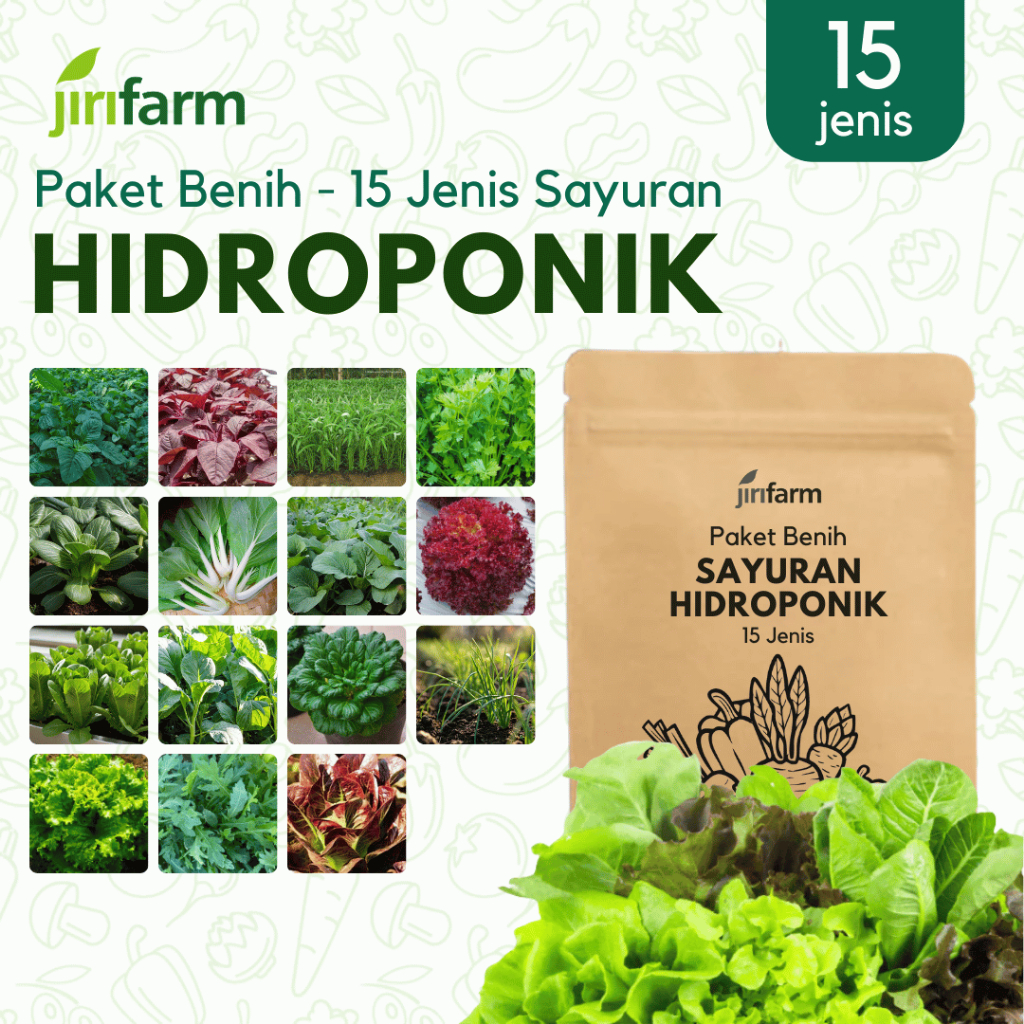 JIRIFARM - Paket Benih Sayuran Hidroponik 15 Jenis Tanaman Sayuran Bibit Seribuan Unggul