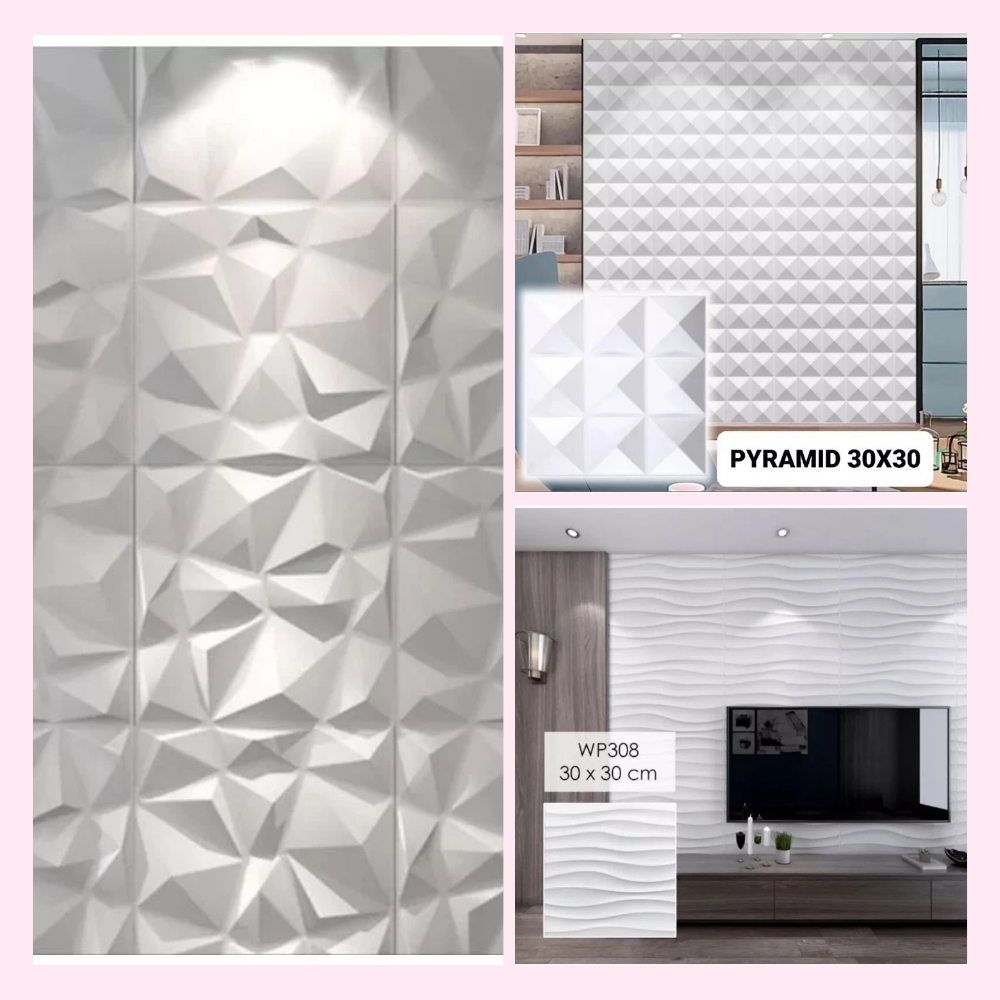 Wall Panel 3D PVC Wallpaper Dinding Wallpanel 3 Dimensi Wall Panel Timbul Aesthetic  UK 30 x 30Cm