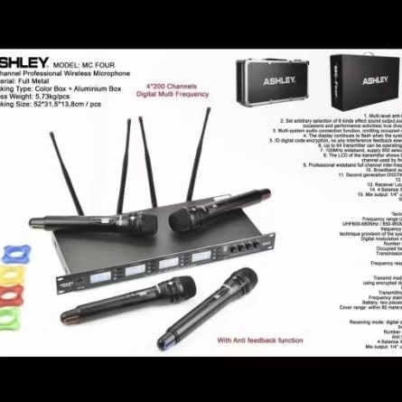 Mic Wireless Ashley MC FOUR 4 Microphone Handhel Microphone MC FOUR  ORIGINAL
