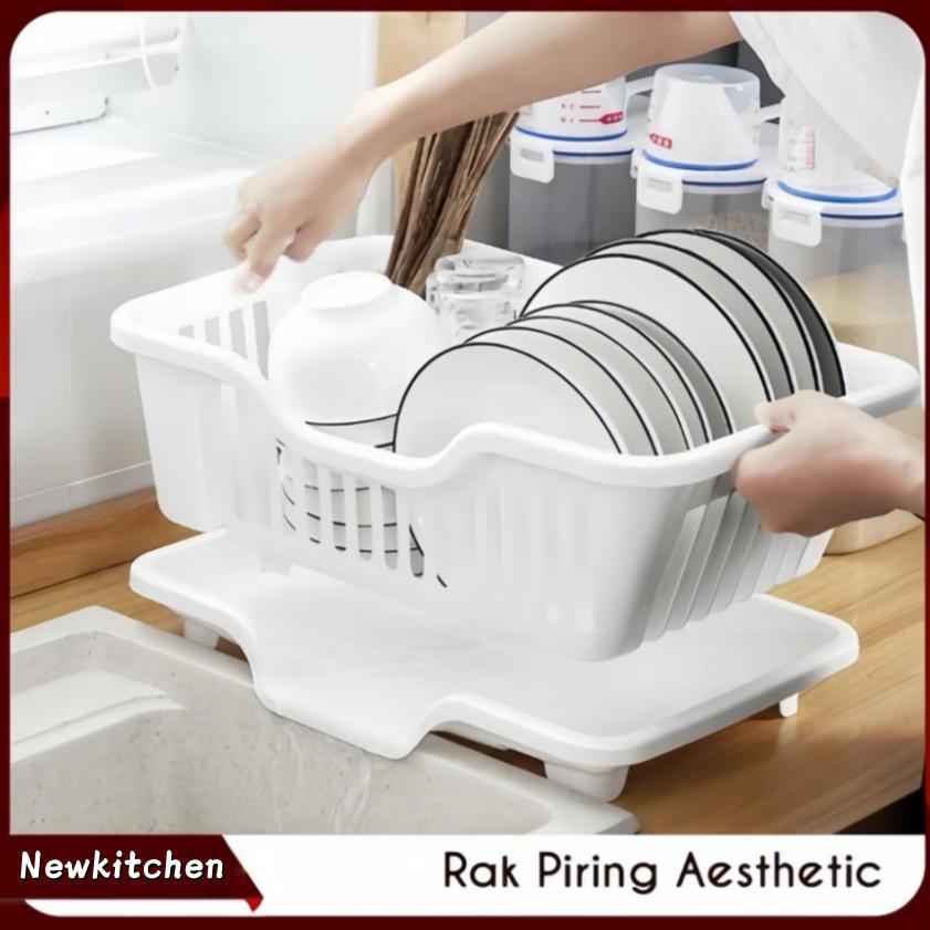 Keranjang Piring Rak Cuci Piring Westafel Rak Pengering Piring Plastik Minimalis Dengan Tirisan Air
