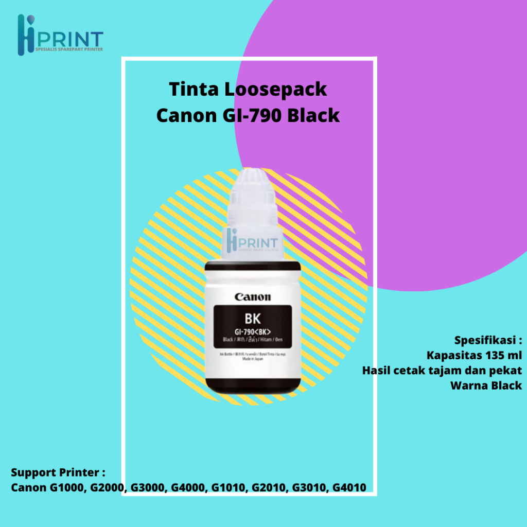 Tinta Printer Canon GI-790 Loosepack Cyan Magenta Yellow Black - Tinta Printer Loosepack Canon G1000