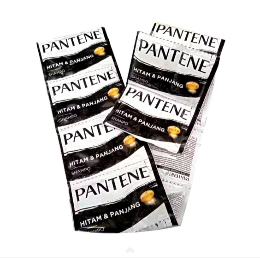 Shampo Pantene Sachet Hitam Glow - 12 Sachet, Perlindungan Rambut Hitam Alami, Nutrisi Rambut Rusak