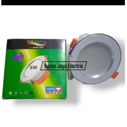 Lampu LED Downlight 3 Warna 9W (Putih - Warm White - Kuning)