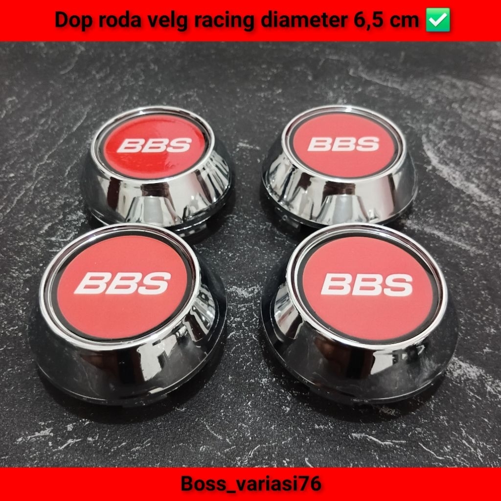 dop roda tutup velg racing chrome diameter 6,5 cm motif stiker bbs