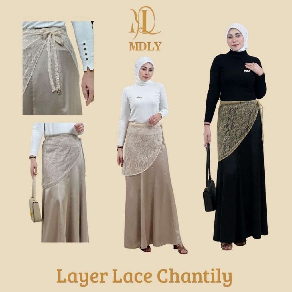 MDLY Layer Lace Belt Wanita Bahan Lace Chantilly Premium Tali Pinggang Renda Kekinian