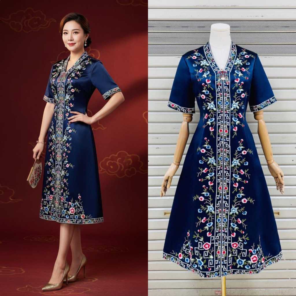 LR Boutique Midi Cheongsam Dress 014 / Dress Cheongsam/ Dress Sangjit/ Cheongsam Dress