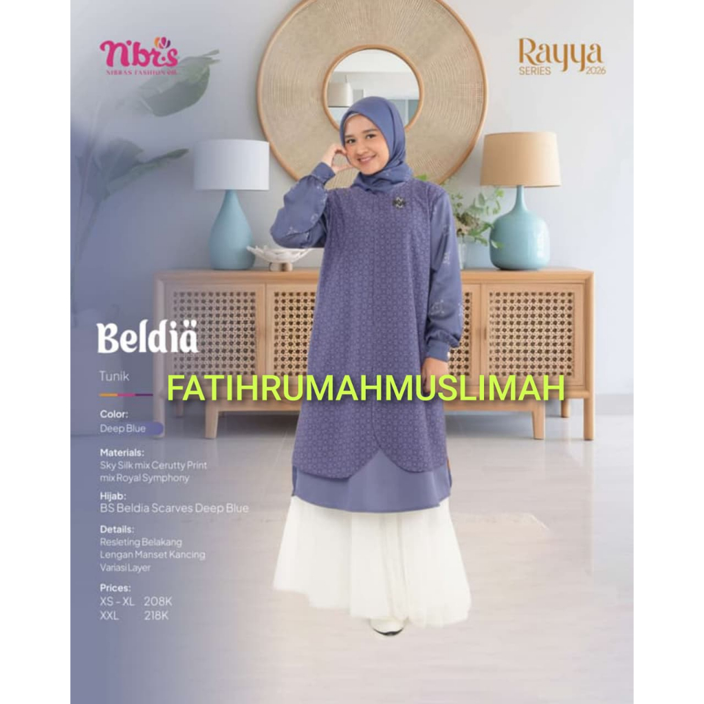 NEW / TERBARU 2026 / NIBRAS / TUNIK DEWASA 2026 / TUNIK NIBRAS / TUNIK / BELDIA TUNIK DEEP BLUE / TU