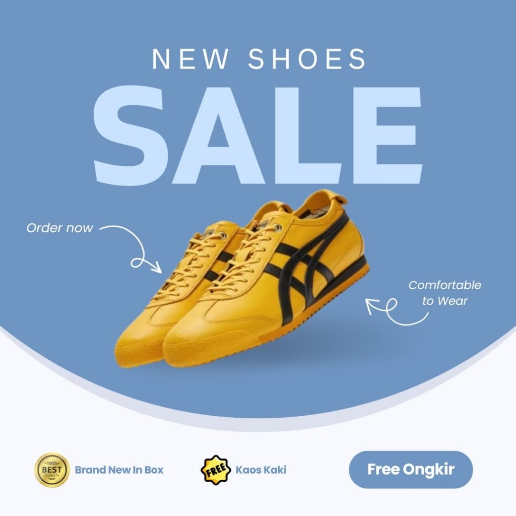 Sepatu Onitsuka Tiger Mexico 66 SD Yellow Black Sneakers Shoes