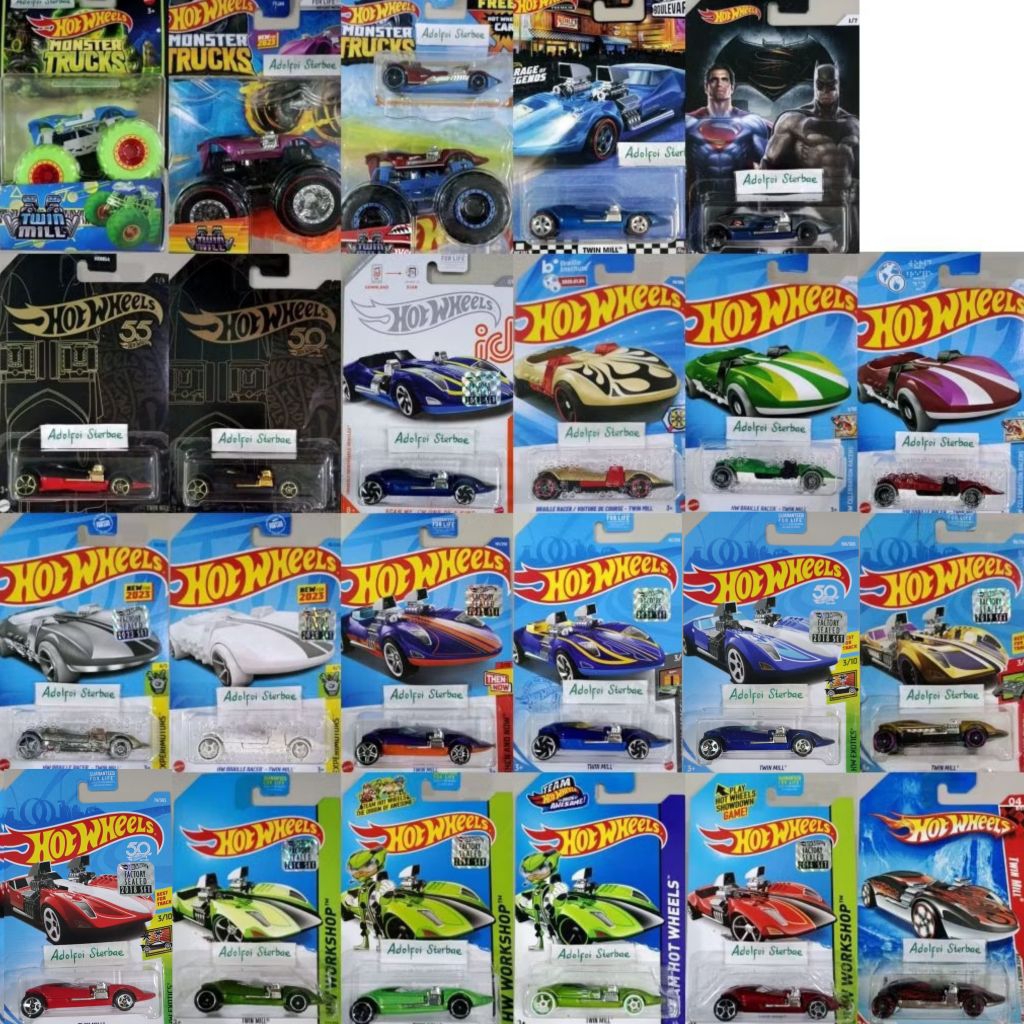 hot wheels hw braille racer twin mill ID factory sealed batman v superman team 50 55 years ban putih