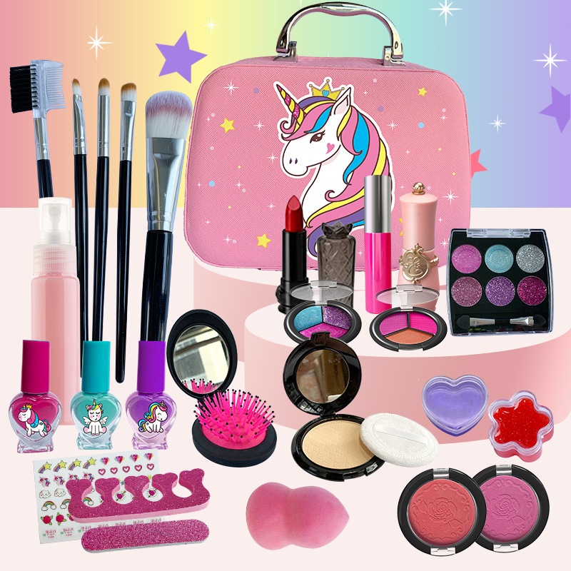 Tas Mainan Kosmetik Unicorn putri duyungchildren pretend plays make up kit set mainan make up anak d