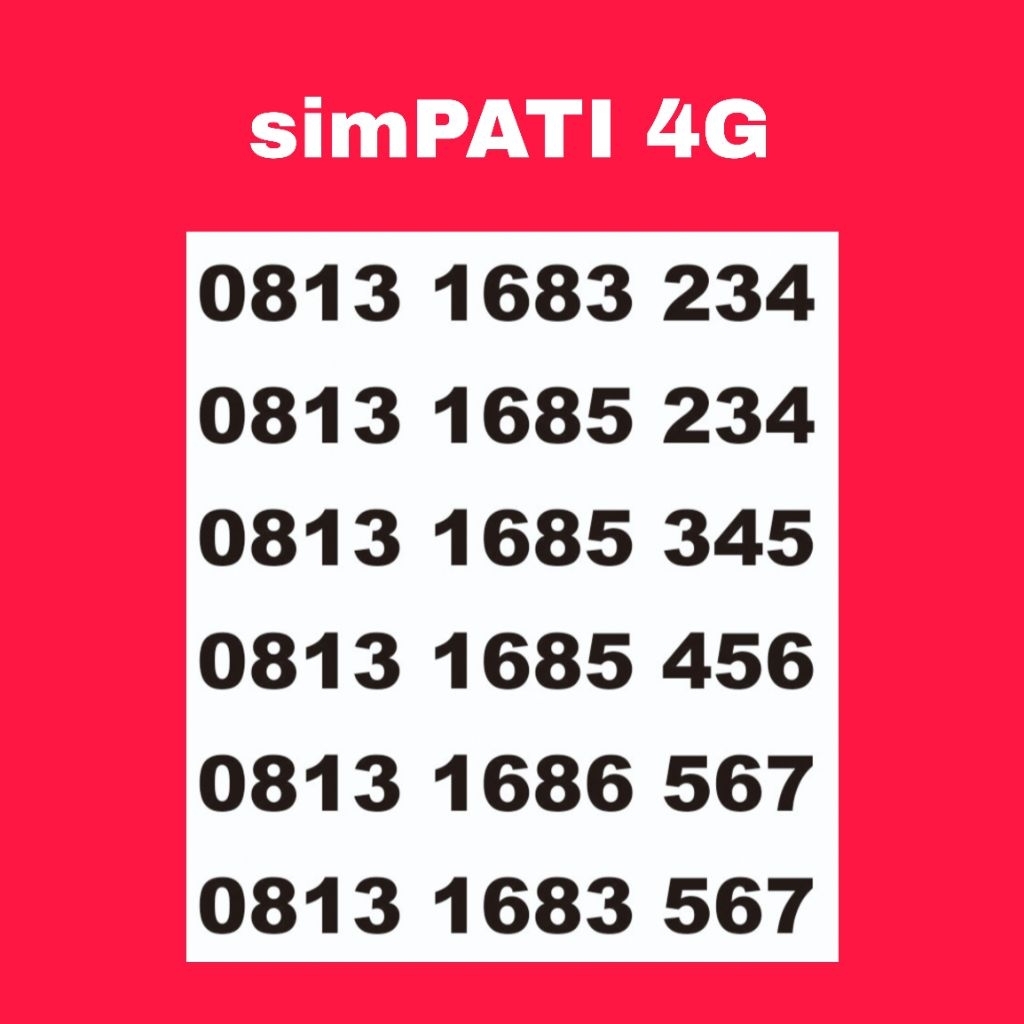 NOMOR CANTIK SIMPATI 11DIGIT URUT 234567 CHIP SUPPORT SINYAL 5G