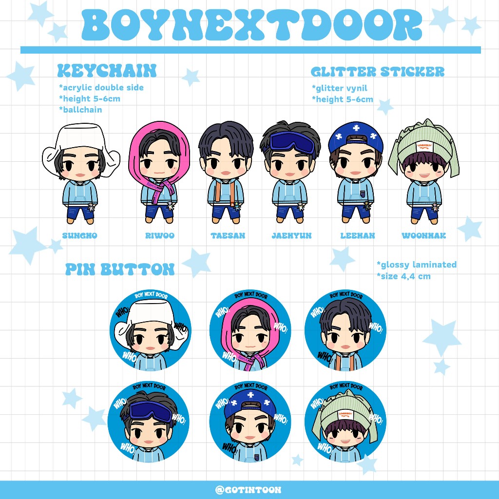 BOYNEXTDOOR FANMERCH (KEYCHAIN, PIN, STICKER)