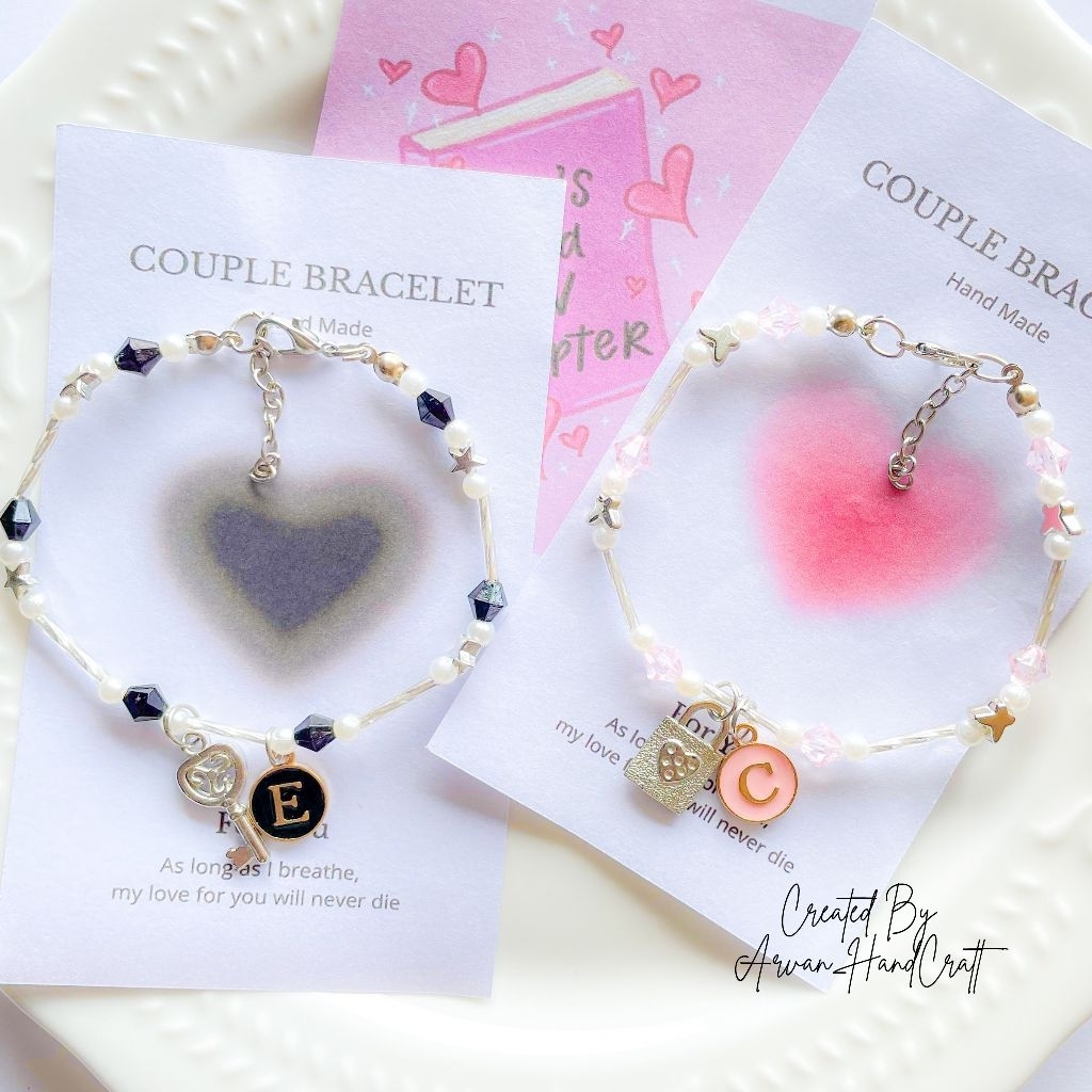 Gelang Sparkling Diamond Kunci Gembok Bisa Pilih Inisial Huruf Bracelet