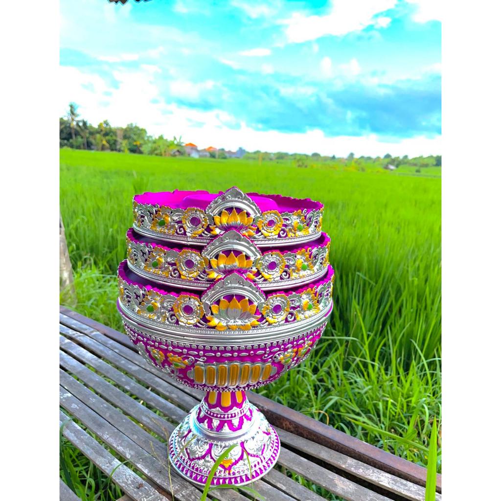 Dulang Melamin Tumpuk 3 Ukuran 30cm Ungu Silver Magenta
