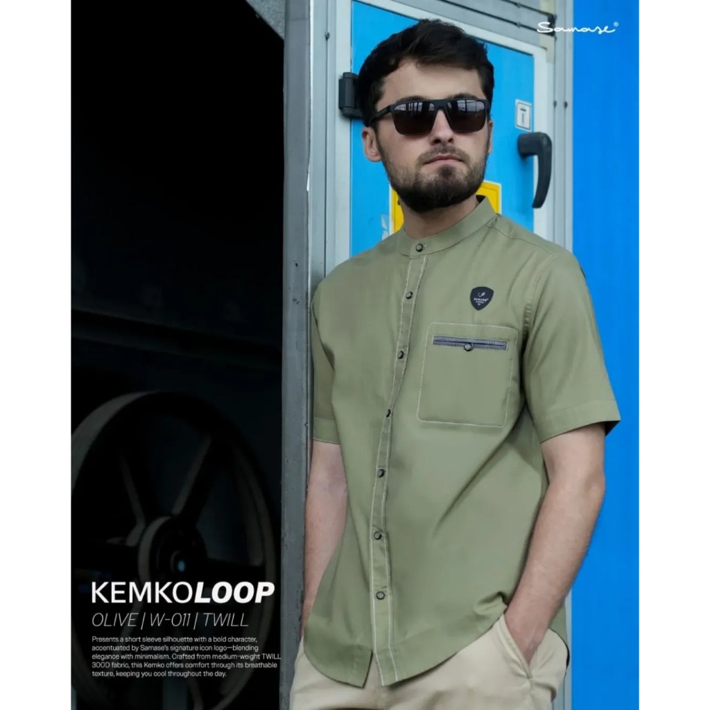 SAMASE Kemko Loop W011 - U145P Kemko Casual Lengan Pendek Kemeja Koko Pakaian Muslim Pria Dewasa New