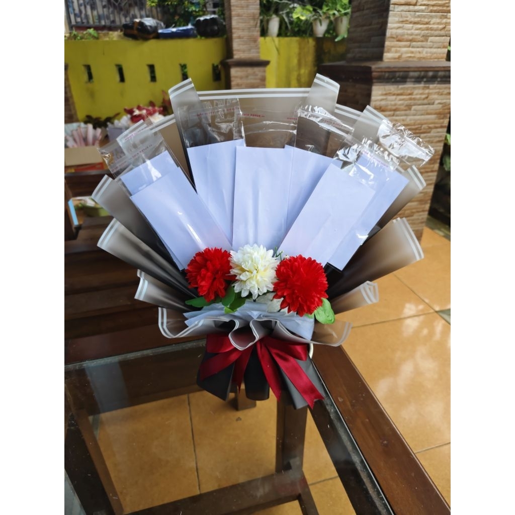 Buket Uang Kosongan Medium Praktis Tinggal Isi/ Buket Gradasi Murah Hadiah Ultah Wisuda Wedding 3 Bu