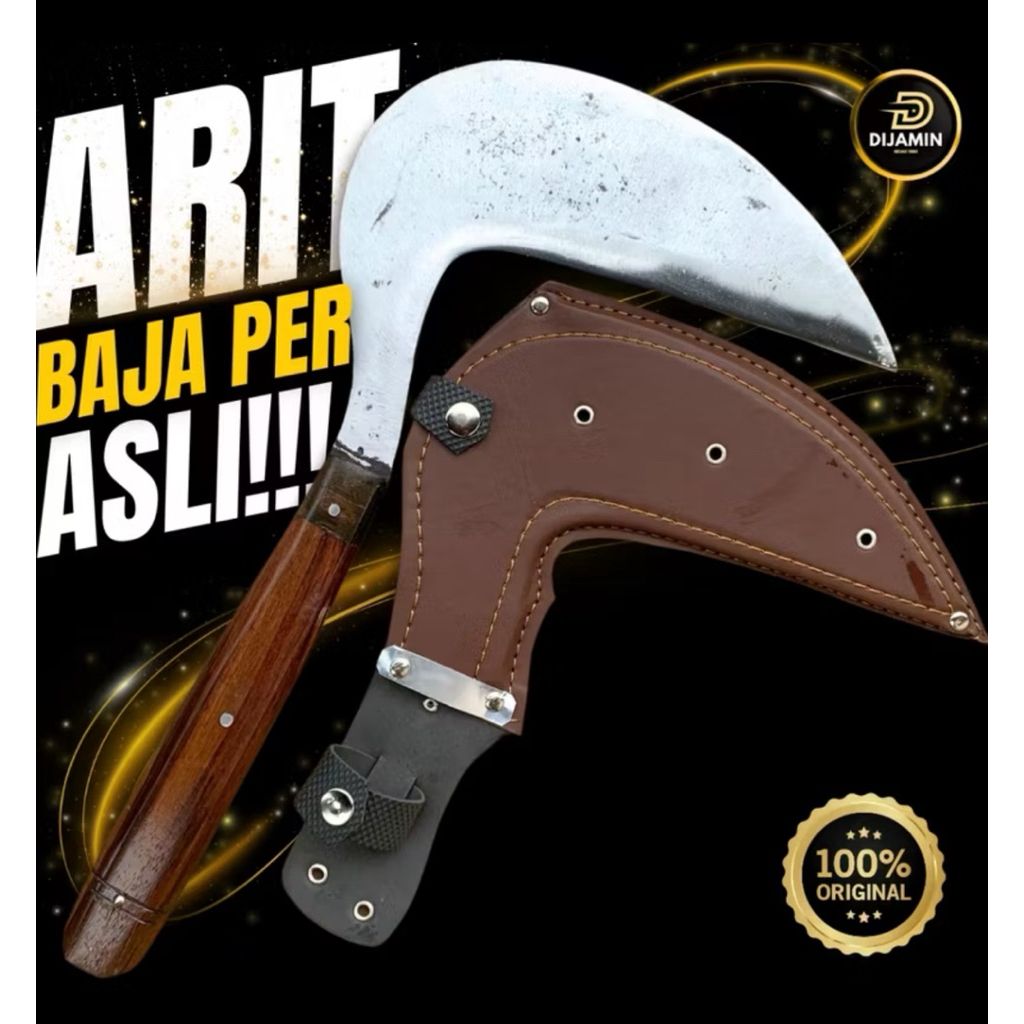 [ Gratis Sarung ]Sabit Arit Runput Fulltang Baja Per Pandai Besi – Gagang Sonokeling Dipin, Super Ta