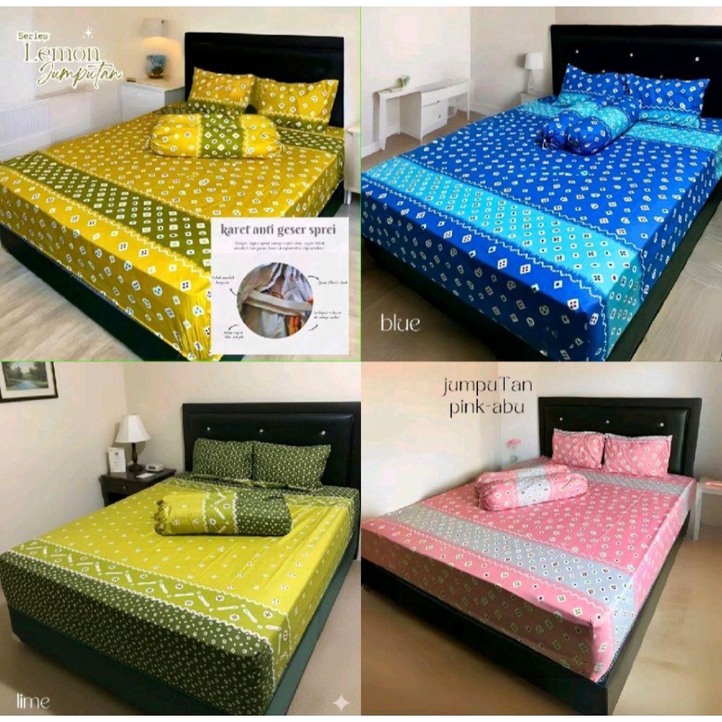 Sprei Set Tinggi 40Cm Ukuran 160x200, 180x200, 200x200 Motif Batik Jumputan