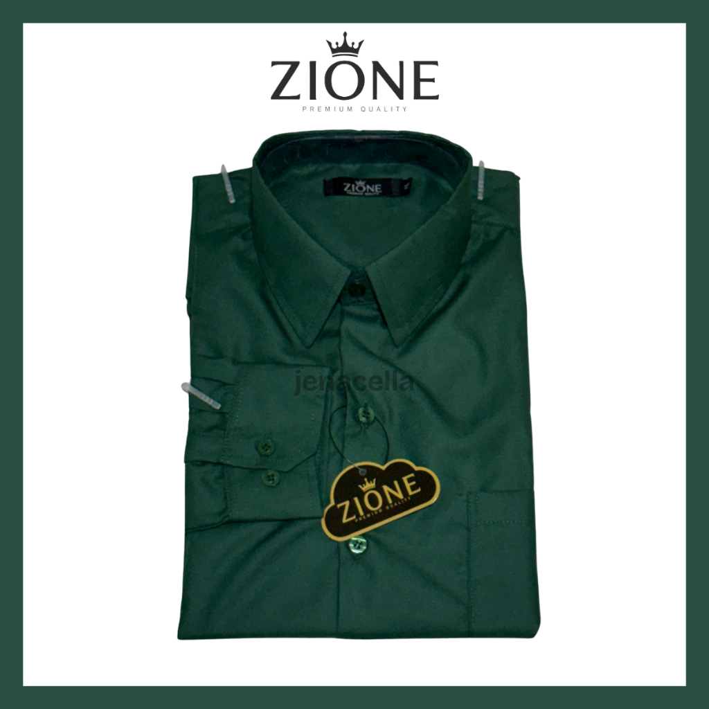 KEMEJA PRIA ZIONE - KEMEJA POLOS LENGAN PANJANG PRIA WARNA HIJAU NATAL