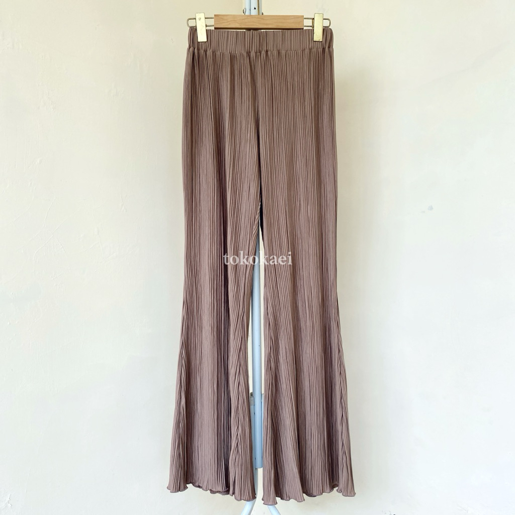 Brown Plisket Cutbray Flare Pants Raf raf