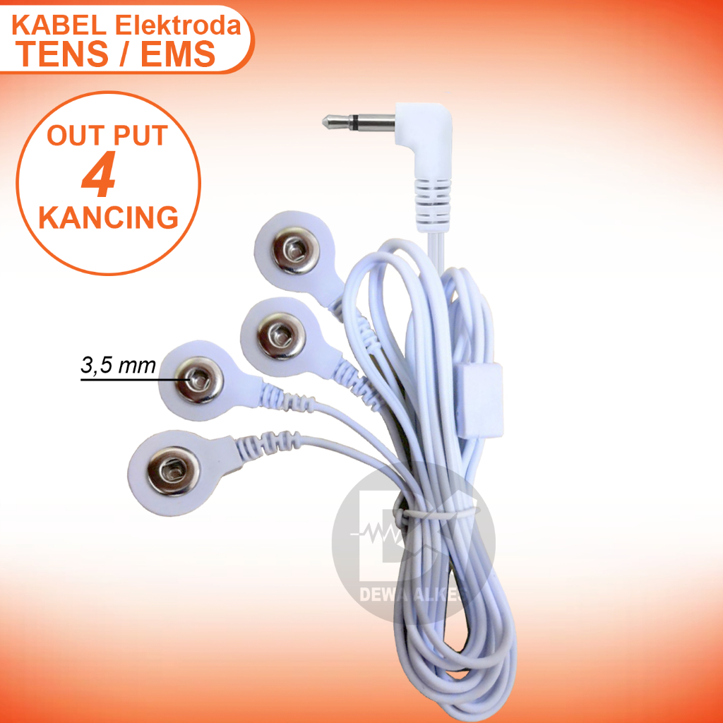 Kabel TENS EMS Out Put 4 Kancing  | Plug 2.5mm  dan 3.5mm