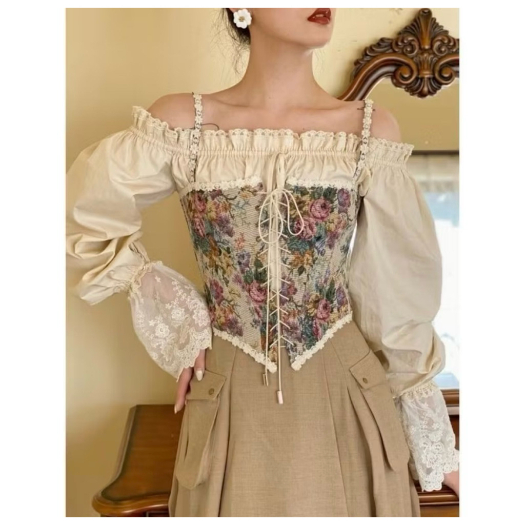 vest korset vintage floral