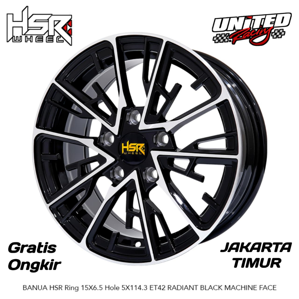 Velg Mobil Granmax, Luxio, Apv R15 HSR Banua Lubang 5x114,3 Two Tone Ring 15 Lebar 6,5 ET42
