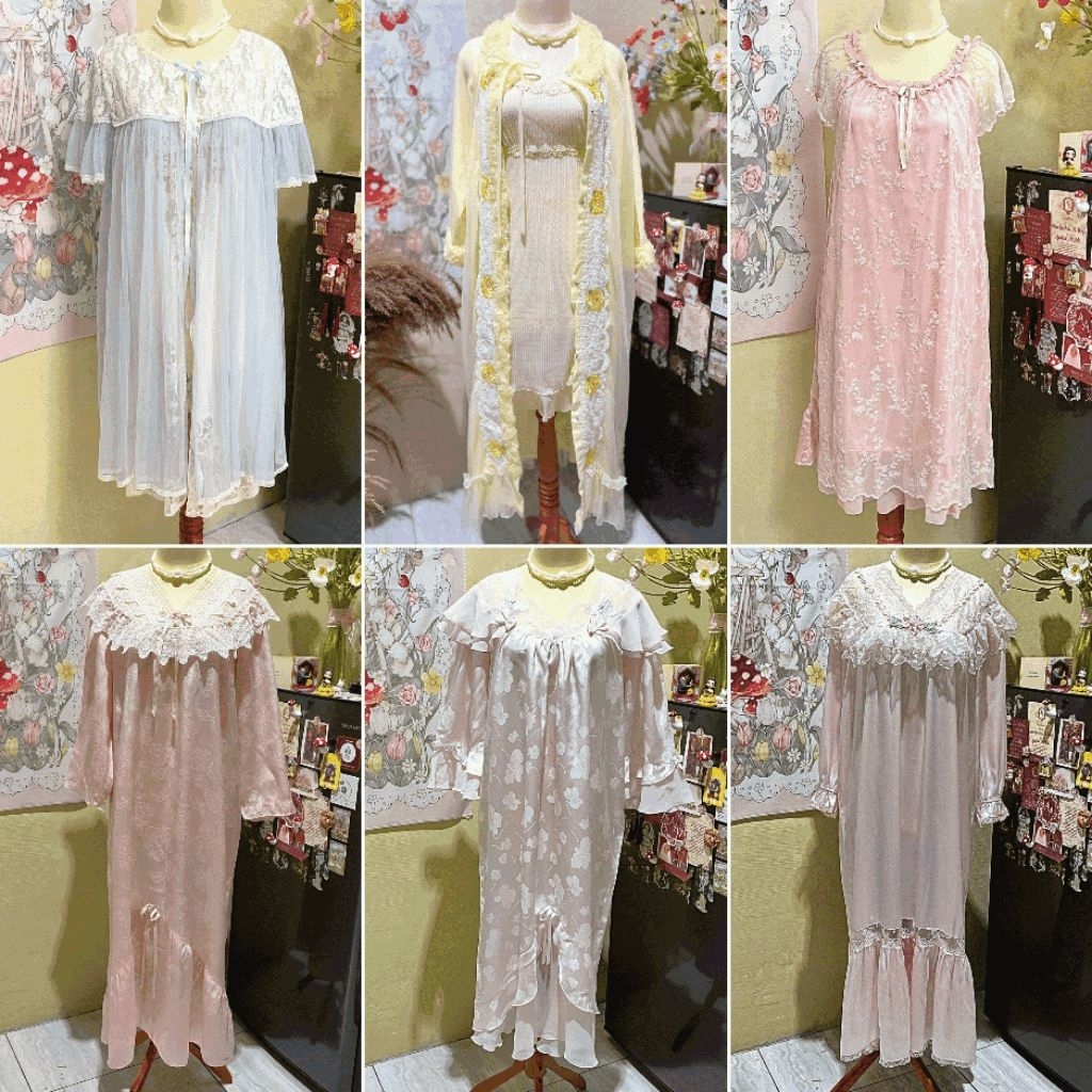 Sleepwear Satin & Tulle – Piyama Dress Daster Kimono Princess Coquette Fairycore Royal Vibes Ratu Su