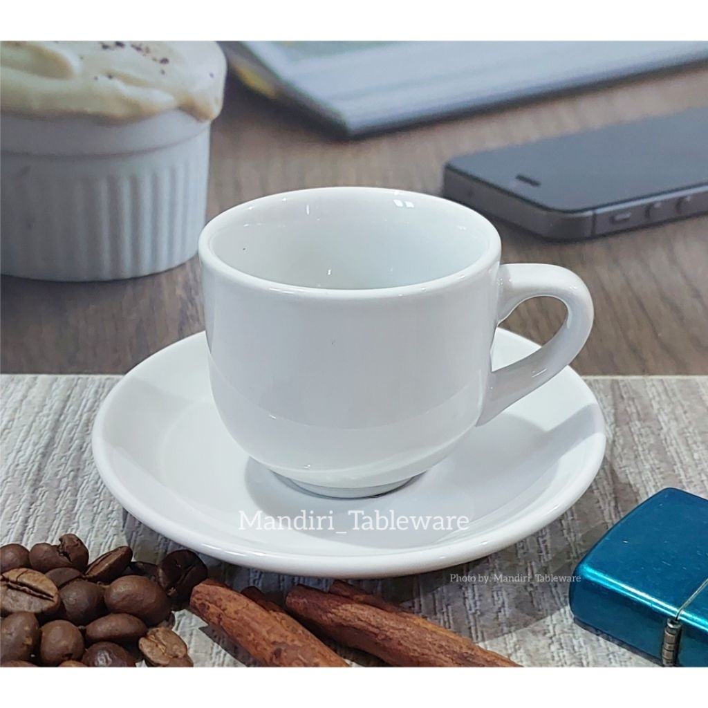 1 Psg Cangkir MINI 100 ml | Cangkir KOPI ESPRESSO | Putih Polos | Best Quality