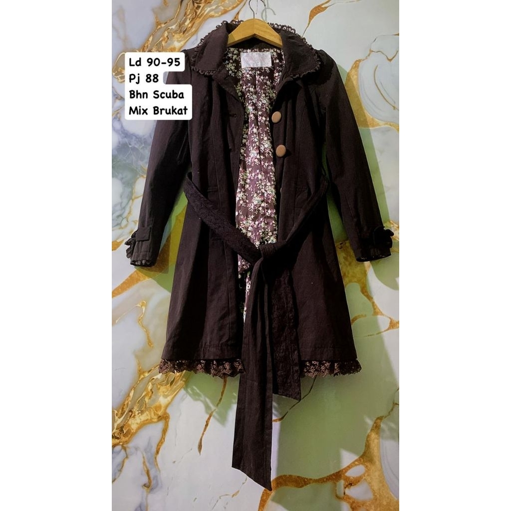 Coat Muslimah Mantel Wanita Premium Warna Mahogany