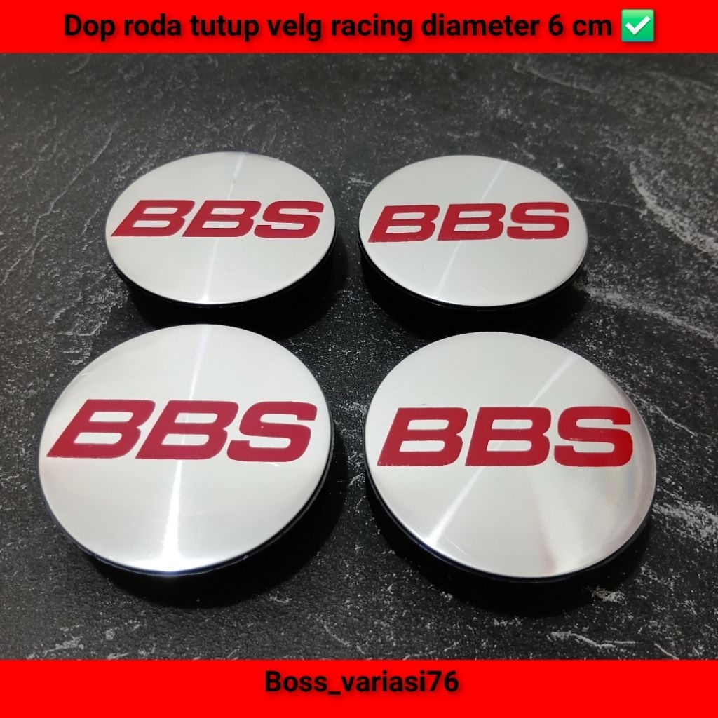 dop roda tutup velg racing chrome diameter 6 cm motif bbs