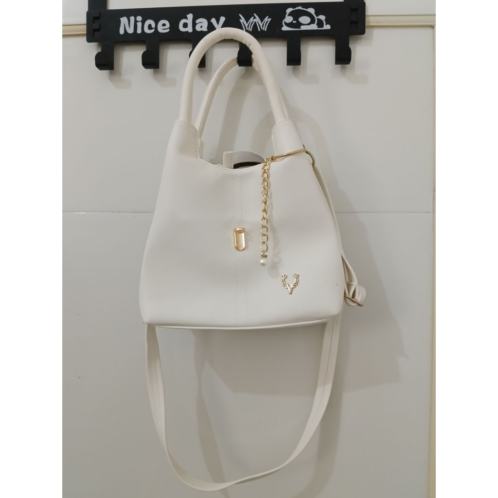 Tas Kulit Sintesis Putih kecil