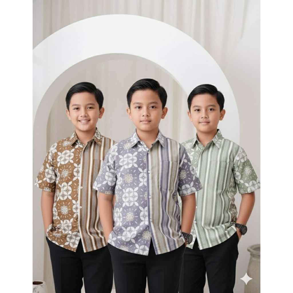 Batik anak dan remaja bahan full katun usia 13-18 tahun / baju batik anak remaja cowok katun premium