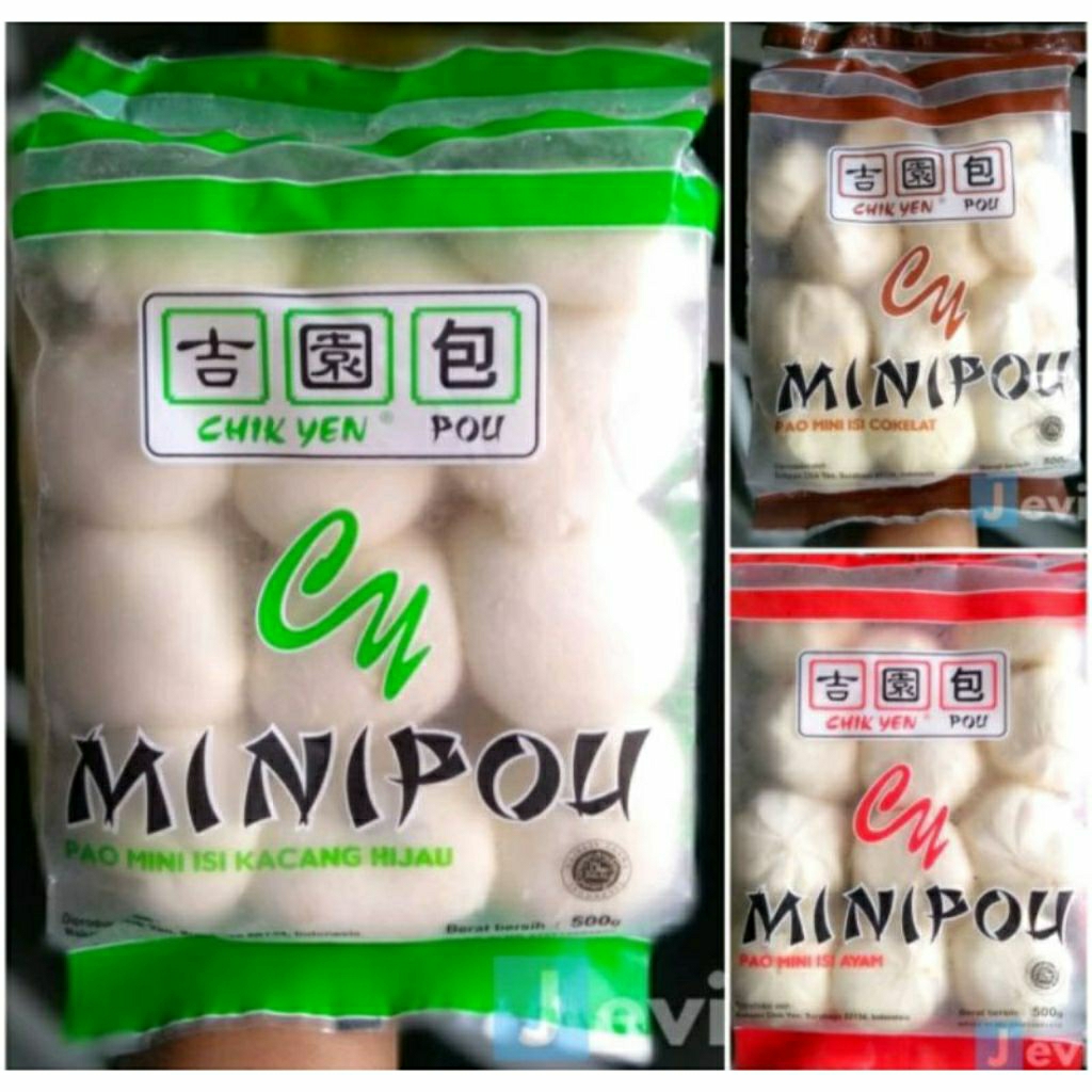 CHIC YEN MINI POU BAKPAO ISI COKLAT , AYAM , KACANG HIJAU FROZEN FOOD 500GRAM